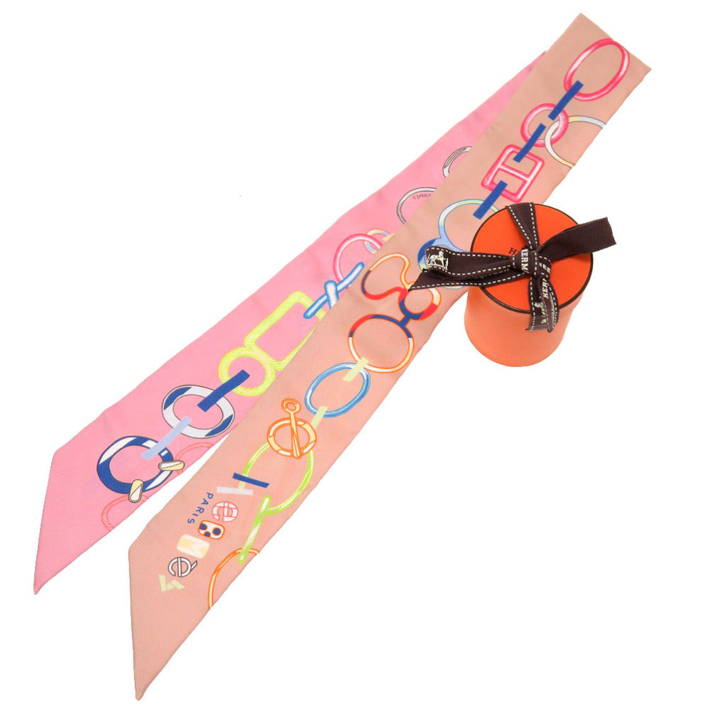 未使用 エルメス ツイリー ドレブックル DO RE BOUCLES シルク ローズプードル スカーフ 0011 【中古】 HERMES