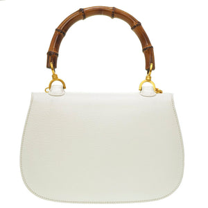 グッチ バンブー ショルダー ハンドバッグ レザー ホワイト 白 0014【中古】GUCCI ショルダーストラップ