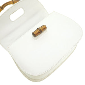 グッチ バンブー ショルダー ハンドバッグ レザー ホワイト 白 0014【中古】GUCCI ショルダーストラップ