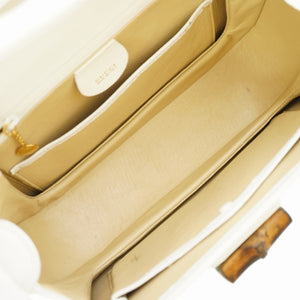 グッチ バンブー ショルダー ハンドバッグ レザー ホワイト 白 0014【中古】GUCCI ショルダーストラップ