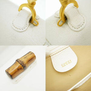 グッチ バンブー ショルダー ハンドバッグ レザー ホワイト 白 0014【中古】GUCCI ショルダーストラップ