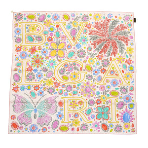 新品同様 ブルガリ シルク スカーフ シルク ピンク カレ 0016【中古】BVLGARI