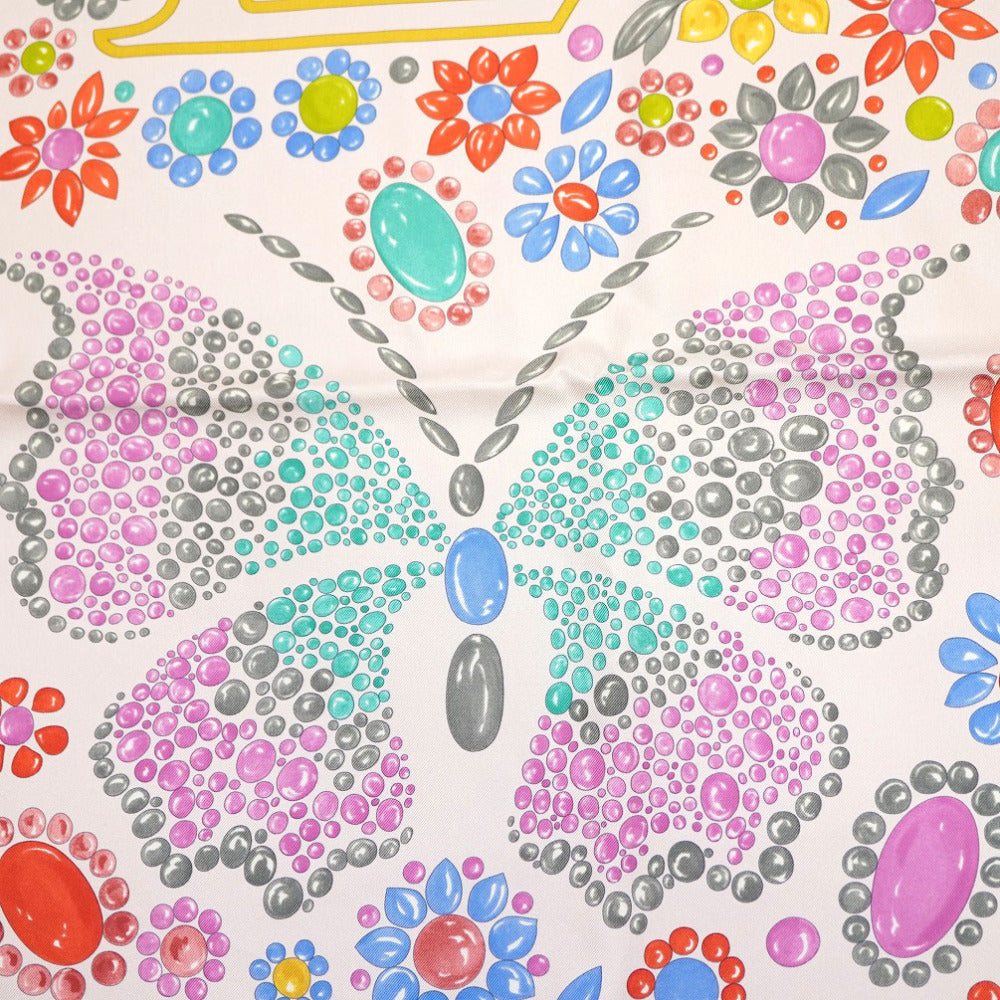 新品同様 ブルガリ シルク スカーフ シルク ピンク カレ 0016【中古】BVLGARI