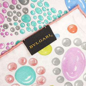 新品同様 ブルガリ シルク スカーフ シルク ピンク カレ 0016【中古】BVLGARI