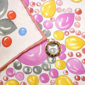 新品同様 ブルガリ シルク スカーフ シルク ピンク カレ 0016【中古】BVLGARI