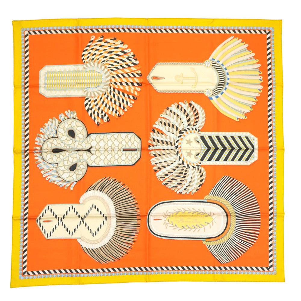 新品同様 エルメス カレ ダブルフェイス 90 EPAULETTES DE GALA 式典肩章 スカーフ シルク リバーシブル 0018【中古】HERMES