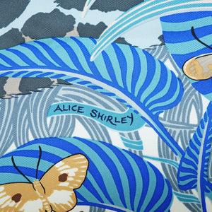 新品同様 エルメス カレ90 Jaguar Quetzal ジャガーケツァール スカーフ シルク ブルー 0019【中古】HERMES