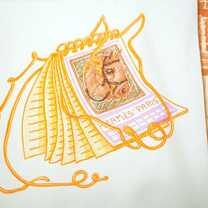 新品同様 エルメス カレ90 CHEVALOSCOPE シュヴァロスコープ スカーフ シルク オレンジ 0020【中古】HERMES