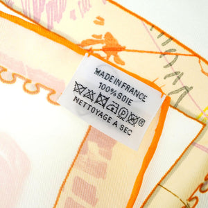 新品同様 エルメス カレ90 CHEVALOSCOPE シュヴァロスコープ スカーフ シルク オレンジ 0020【中古】HERMES