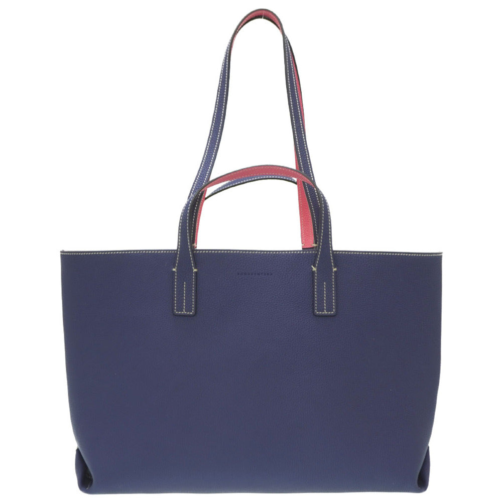 美品 ボナベンチュラ リバーシブル 2WAY トートバッグ レザー ネイビー/ピンク 0022【中古】BONAVENTURA