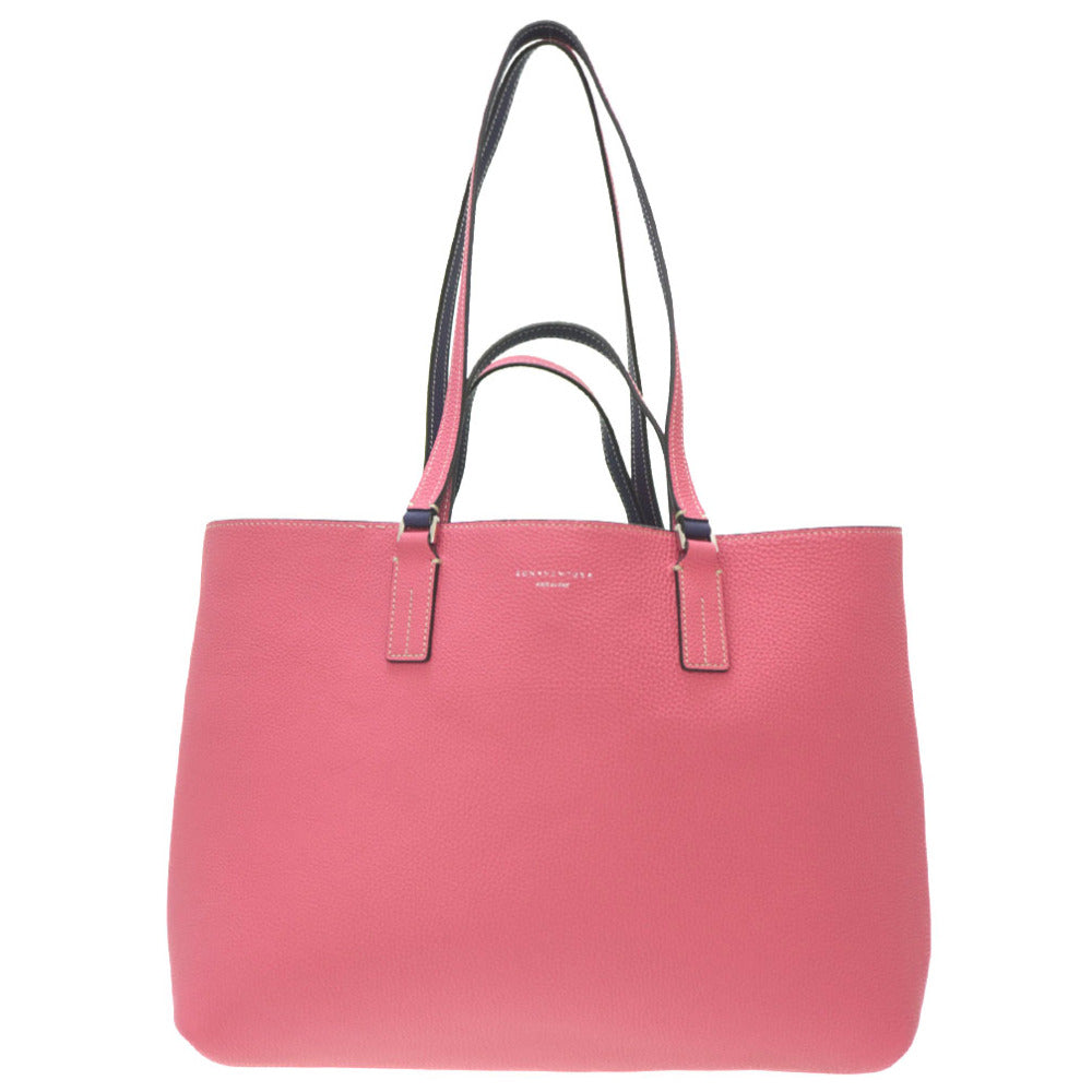 美品 ボナベンチュラ リバーシブル 2WAY トートバッグ レザー ネイビー/ピンク 0022【中古】BONAVENTURA