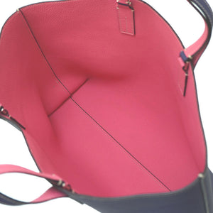 美品 ボナベンチュラ リバーシブル 2WAY トートバッグ レザー ネイビー/ピンク 0022【中古】BONAVENTURA