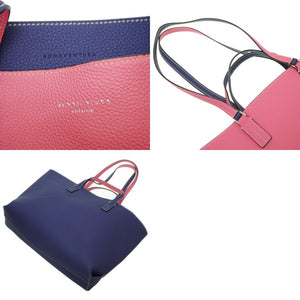 美品 ボナベンチュラ リバーシブル 2WAY トートバッグ レザー ネイビー/ピンク 0022【中古】BONAVENTURA
