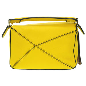 新品同様 ロエベ ジブリ となりのトトロ パズルバッグ ミニ ショルダー ハンドバッグ レザー イエロー 0023【中古】LOEWE ストラップ付