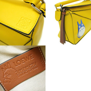 新品同様 ロエベ ジブリ となりのトトロ パズルバッグ ミニ ショルダー ハンドバッグ レザー イエロー 0023【中古】LOEWE ストラップ付