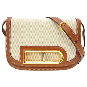 未使用 デルボー ランゴー スモール ショルダーバッグ キャンバス/レザー ブラウン 0025【中古】DELVAUX