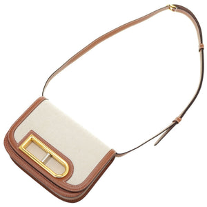 未使用 デルボー ランゴー スモール ショルダーバッグ キャンバス/レザー ブラウン 0025【中古】DELVAUX