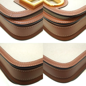 未使用 デルボー ランゴー スモール ショルダーバッグ キャンバス/レザー ブラウン 0025【中古】DELVAUX