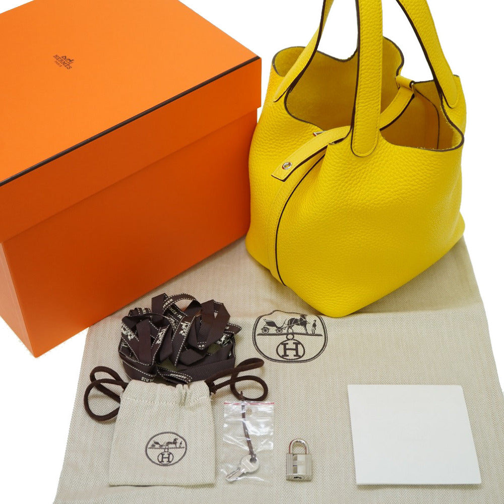新品同様 エルメス ピコタンロック PM 18 トリヨンクレマンス ジョーヌナブル Y刻印 ハンドバッグ イエロー 0027【中古】HERMES
