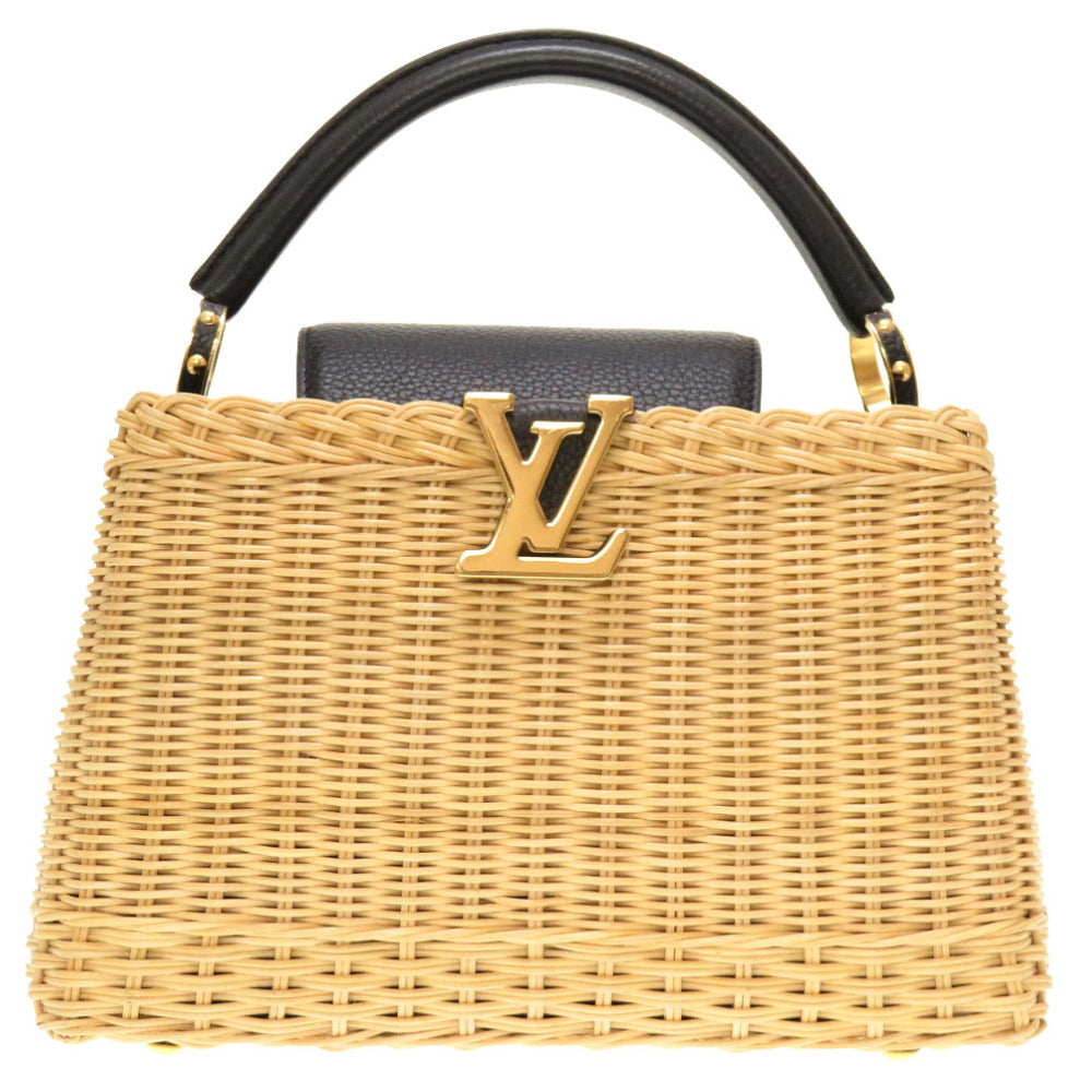 美品 ルイ ヴィトン カプシーヌBB ストロー レザー ベージュ ブラック M55011 ハンドバッグ バッグ LV 0032 【中古】 LOUIS VUITTON