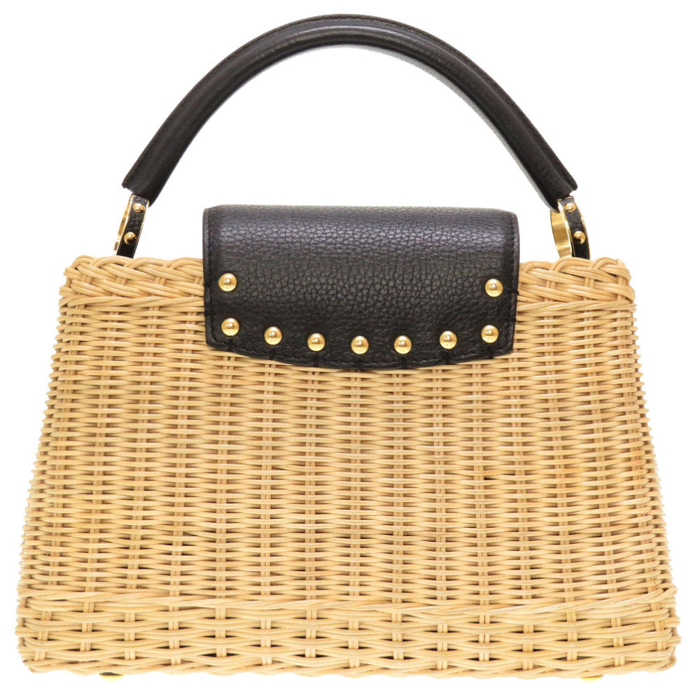 美品 ルイ ヴィトン カプシーヌBB ストロー レザー ベージュ ブラック M55011 ハンドバッグ バッグ LV 0032 【中古】 LOUIS VUITTON