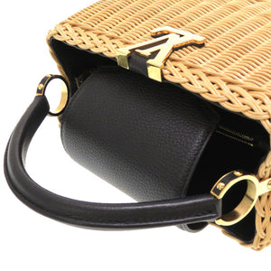 美品 ルイ ヴィトン カプシーヌBB ストロー レザー ベージュ ブラック M55011 ハンドバッグ バッグ LV 0032 【中古】 LOUIS VUITTON