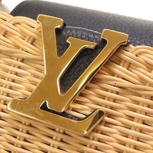 美品 ルイ ヴィトン カプシーヌBB ストロー レザー ベージュ ブラック M55011 ハンドバッグ バッグ LV 0032 【中古】 LOUIS VUITTON