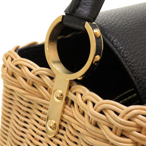 美品 ルイ ヴィトン カプシーヌBB ストロー レザー ベージュ ブラック M55011 ハンドバッグ バッグ LV 0032 【中古】 LOUIS VUITTON