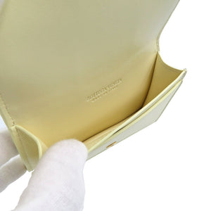 未使用 ボッテガヴェネタ イントレチャートナッパ カーフ ゴールド金具 カモミール イエロー ビジネス カードケース 0040【中古】BOTTEGA VENETA