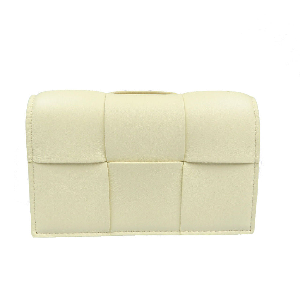 未使用 ボッテガヴェネタ イントレチャートナッパ カーフ ゴールド金具 カモミール イエロー ビジネス カードケース 0040【中古】BOTTEGA VENETA