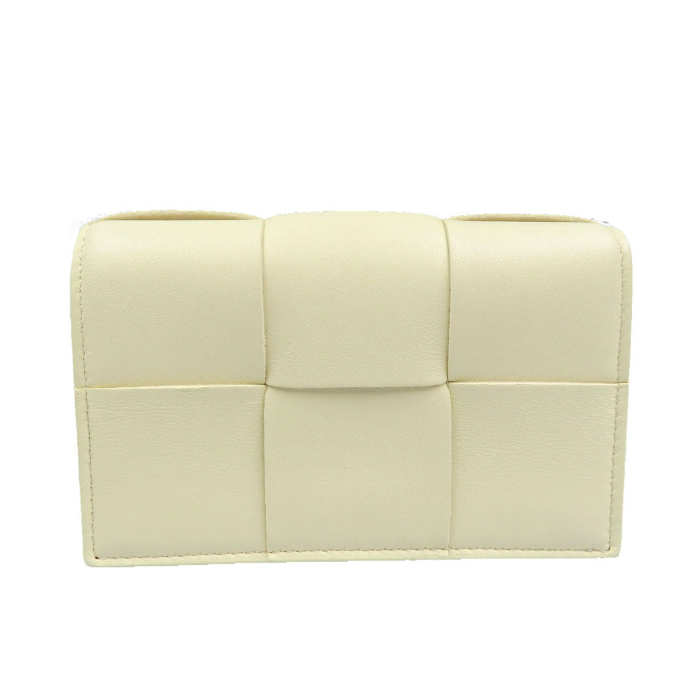 未使用 ボッテガヴェネタ イントレチャートナッパ カーフ ゴールド金具 カモミール イエロー ビジネス カードケース 0040【中古】BOTTEGA VENETA