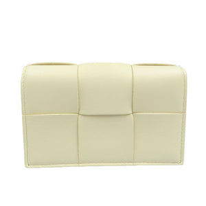 未使用 ボッテガヴェネタ イントレチャートナッパ カーフ ゴールド金具 カモミール イエロー ビジネス カードケース 0040【中古】BOTTEGA VENETA