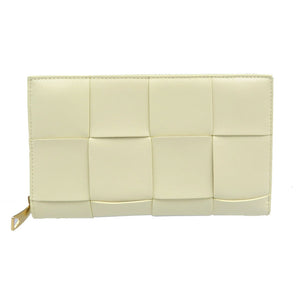 未使用 ボッテガヴェネタ イントレチャートナッパ 651368 カセット ジップアラウンドウォレット ラムスキン ゴールド金具 カモミール イエロー ラウンドファスナー 長財布 0041【中古】BOTTEGA VENETA