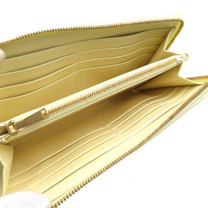 未使用 ボッテガヴェネタ イントレチャートナッパ 651368 カセット ジップアラウンドウォレット ラムスキン ゴールド金具 カモミール イエロー ラウンドファスナー 長財布 0041【中古】BOTTEGA VENETA