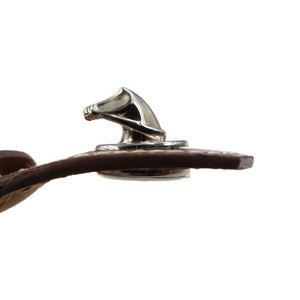 新品同様 エルメス パナッシュ Z刻印 ホースヘッド レザー シルバー金具 ブラウン ブレスレット 0042【中古】HERMES