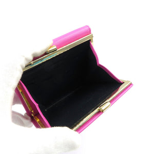 新品同様 クリスチャンディオール レザー ゴールド金具 ピンク Wホック 財布 0044【中古】Christian Dior