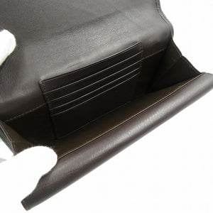 美品 クリスチャンディオール レザー ゴールド金具 ダークブラウン 長財布 0045【中古】Christian Dior