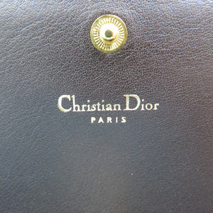 美品 クリスチャンディオール レザー ゴールド金具 ダークブラウン 長財布 0045【中古】Christian Dior