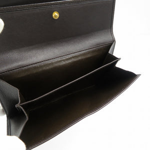 美品 クリスチャンディオール レザー ゴールド金具 ダークブラウン 長財布 0045【中古】Christian Dior