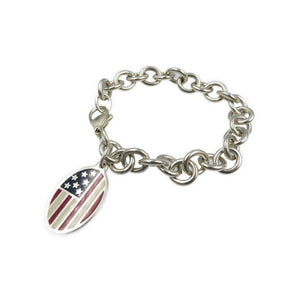 ティファニー オーバルタグ チャーム 星条旗 シルバー925 ブレスレット 00047【中古】TIFFANY&Co.