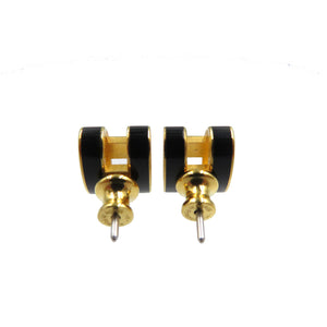 美品 エルメス ポップアッシュ メタル ゴールド ブラック ピアス 0048【中古】HERMES