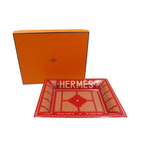 新品同様 エルメス セリエ 陶器 ボルドー ホワイト ウィッドポッシュ アクセサリー トレー 小物入れ 0052【中古】HERMES