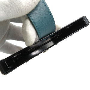 未使用 エアロコンセプト EM-10ST-TQ エミージャ・サマータイム2021 アルミニウム合金 ヌメ革 シルバー金具 ターコイズ ブラック カードケース 名刺入れ 0053【中古】AERO CONCEPT