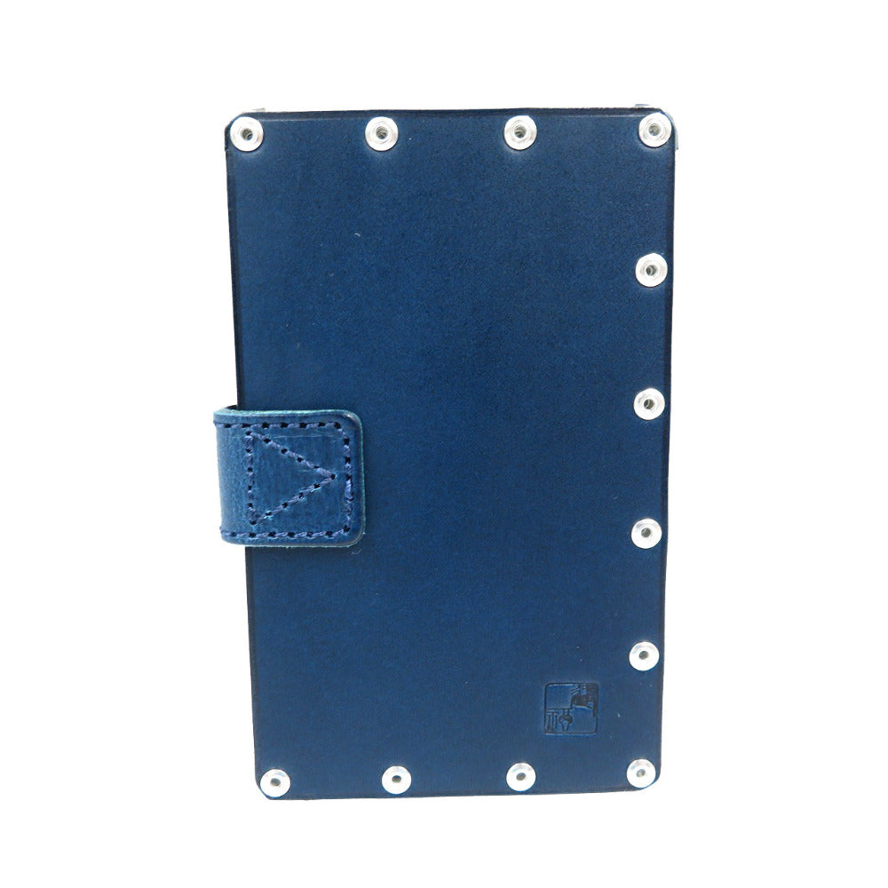 未使用 エアロコンセプト エミージャ・レザー EM-10-B ヌメ革 シルバー金具 ブルー カードケース 名刺入れ 0054【中古】AERO CONCEPT