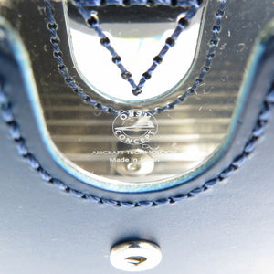 未使用 エアロコンセプト エミージャ・レザー EM-10-B ヌメ革 シルバー金具 ブルー カードケース 名刺入れ 0054【中古】AERO CONCEPT