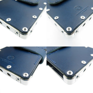 未使用 エアロコンセプト エミージャ・レザー EM-10-B ヌメ革 シルバー金具 ブルー カードケース 名刺入れ 0054【中古】AERO CONCEPT