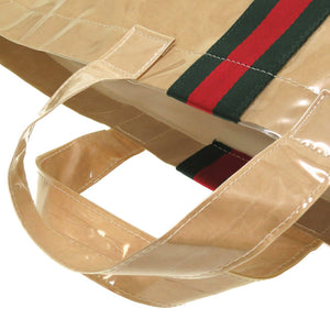 グッチ × コムデギャルソン シェリーライン ビニール クラフト ベージュ トートバッグ バッグ 茶 0060 【中古】 GUCCI
