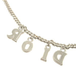 美品 クリスチャンディオール マルチ ロゴ ストーン メタル シルバー ネックレス 0076【中古】Christian Dior
