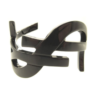 美品 サンローラン パリ メタル ブラック 黒 バングル 0077【中古】SAINT LAURENT Paris