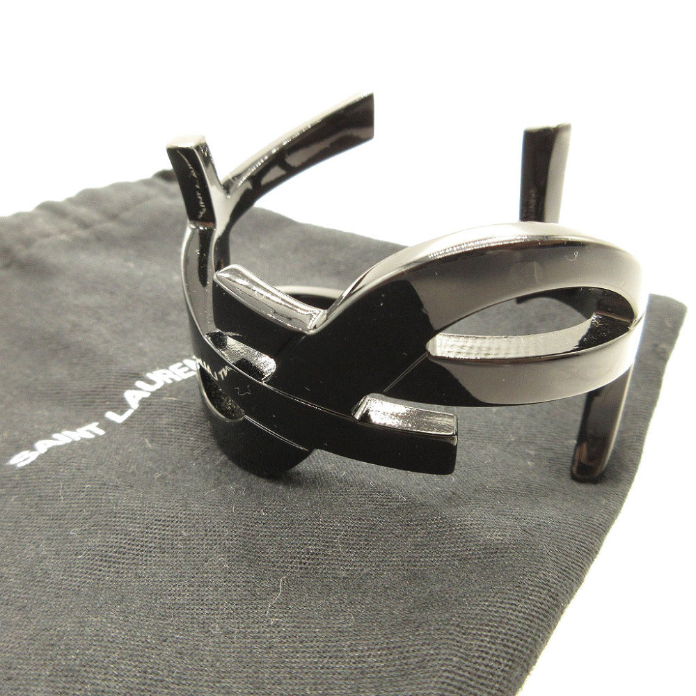 美品 サンローラン パリ メタル ブラック 黒 バングル 0077【中古】SAINT LAURENT Paris